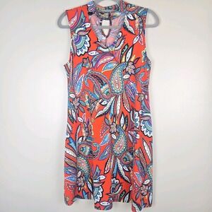 AGB Sheath Dress Womens M Orange Sleeveless Stretch Paisley Boho Goovy.B127‎